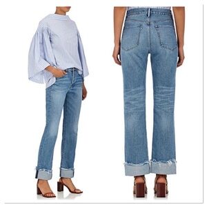 3x1 Mid Rise 100% Cotton Cuffed Raw Hem Jeans Color Emmett Sz 25